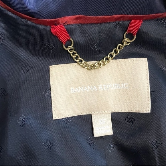 BANANA REPUBLIC NAVY WHITE BUTTON FRONT BELTED TRENCH  COAT - XS - Picture 10 of 15